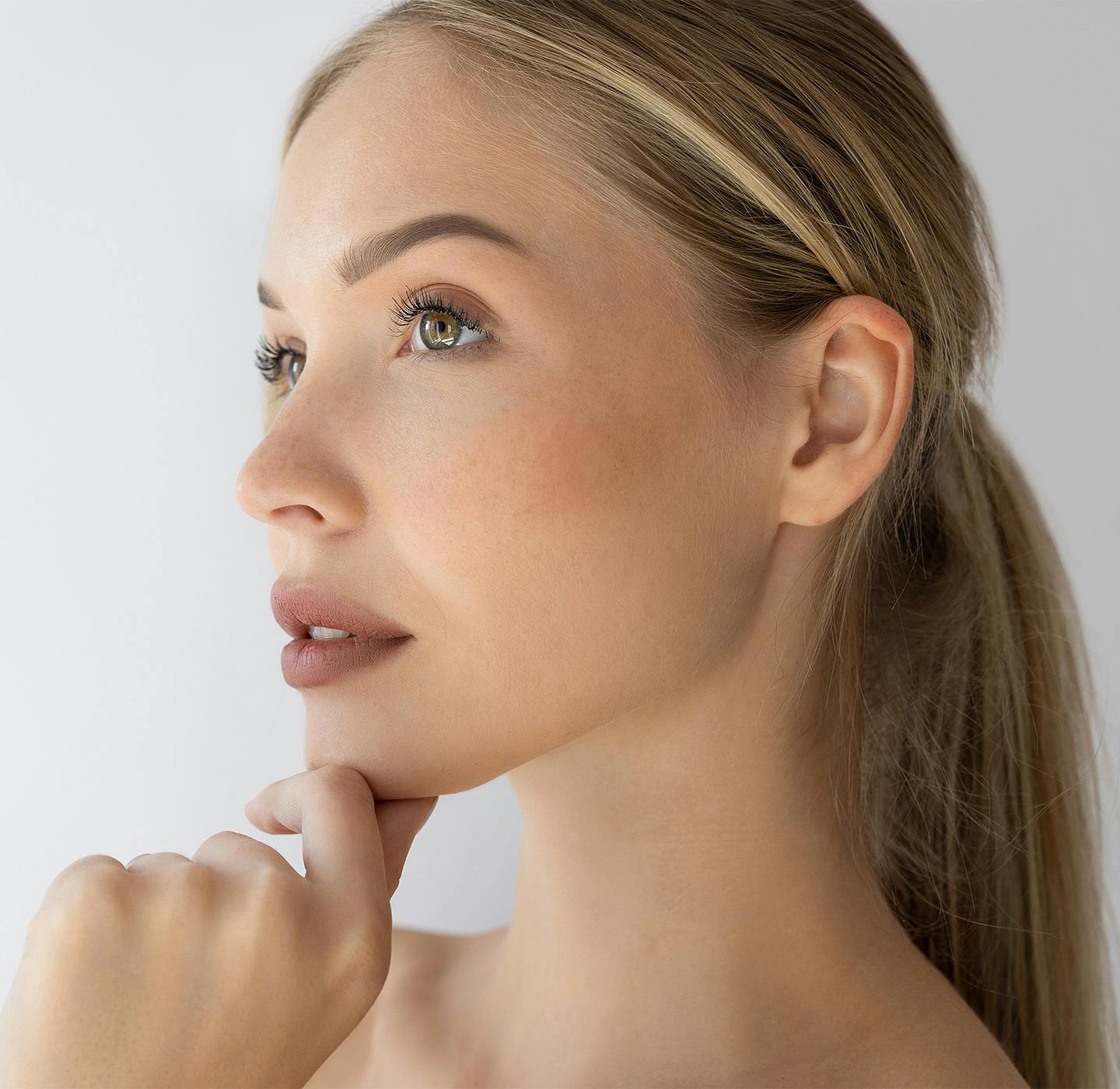 Women hand on chin