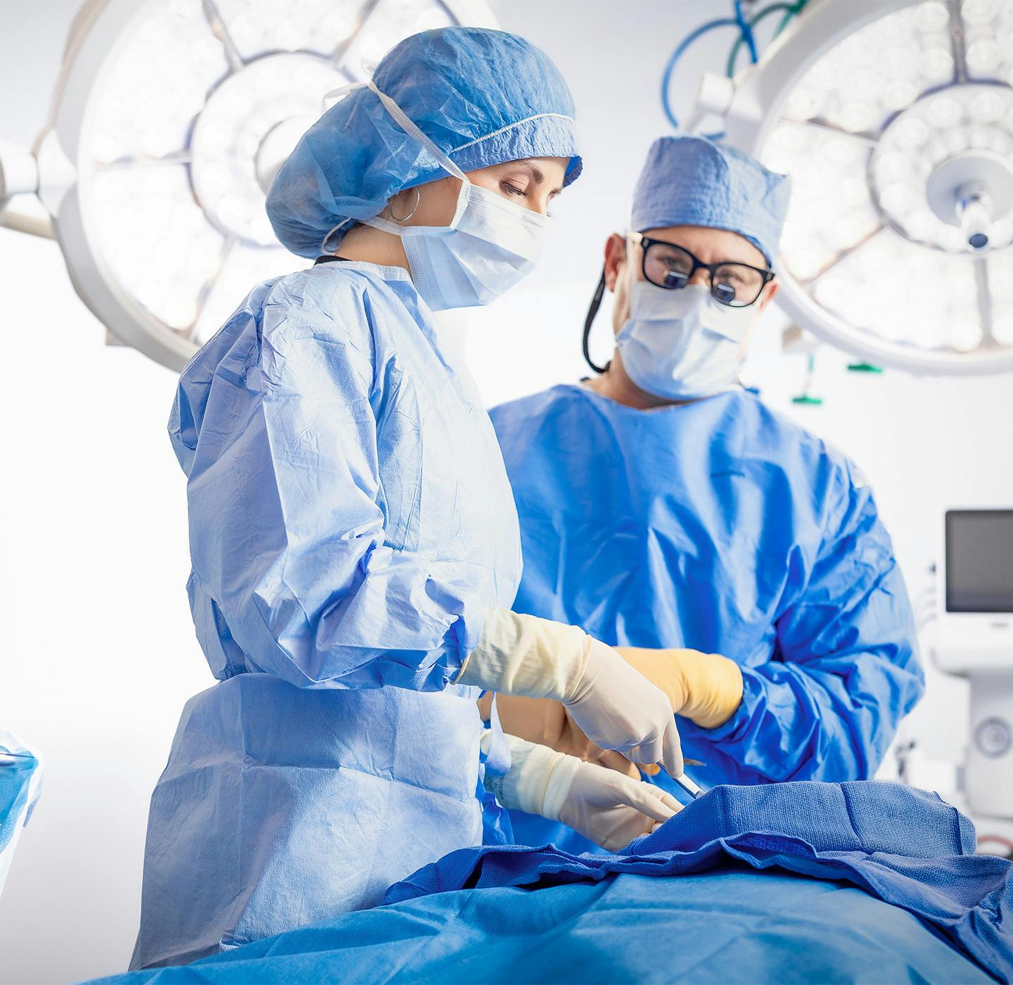 Doctors working on a patient