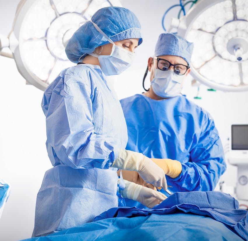 Doctors working on a patient