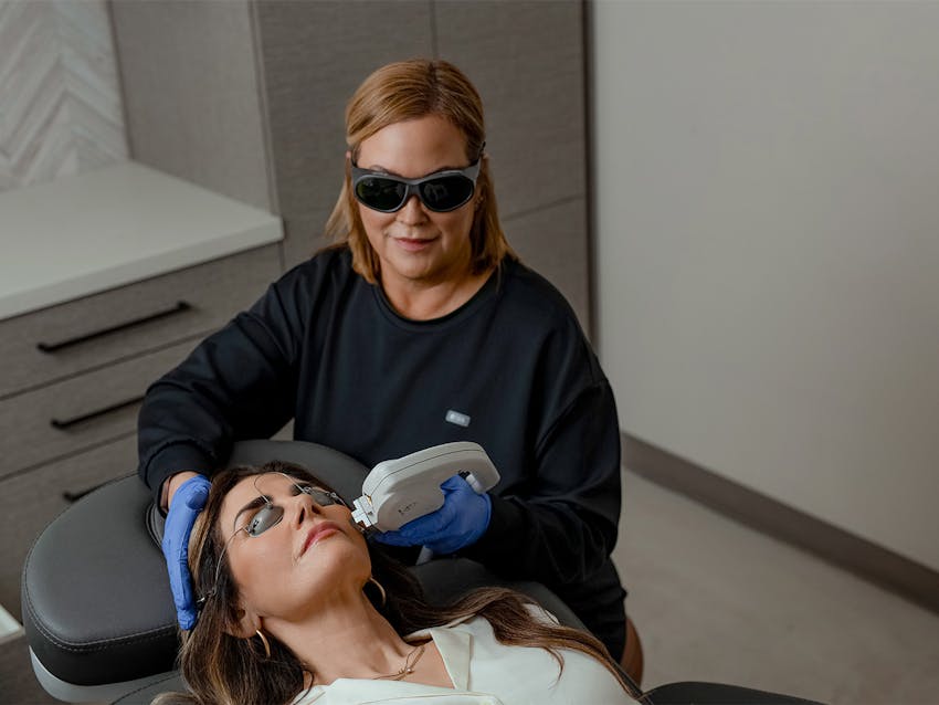 woman getting co2 laser treatment