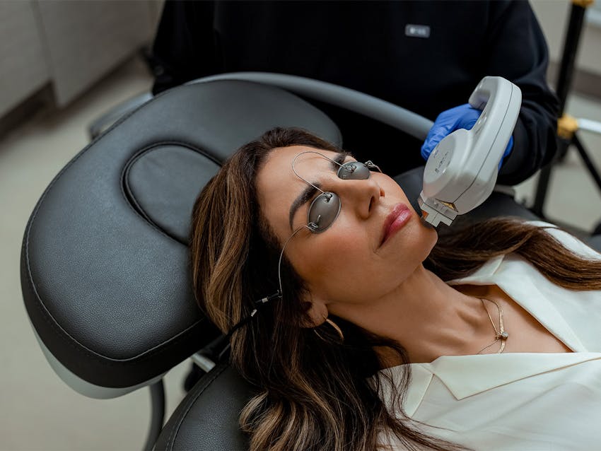 woman receiving a laser treatment