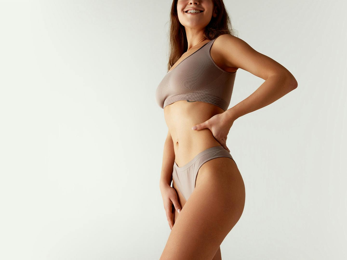 Women standing hand on back