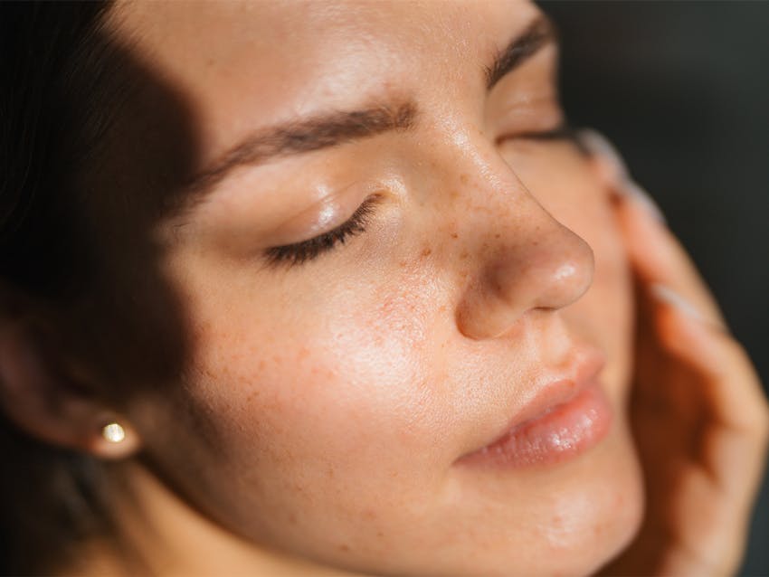 close up of womans face