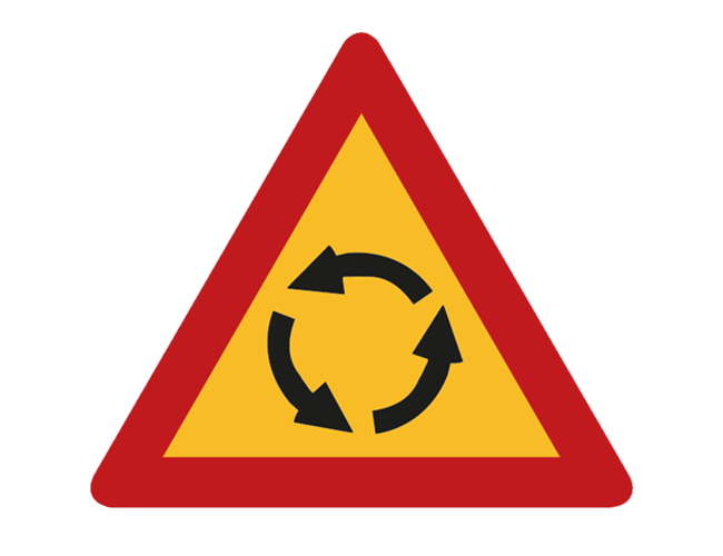 A30 - Varning för cirkulationsplats