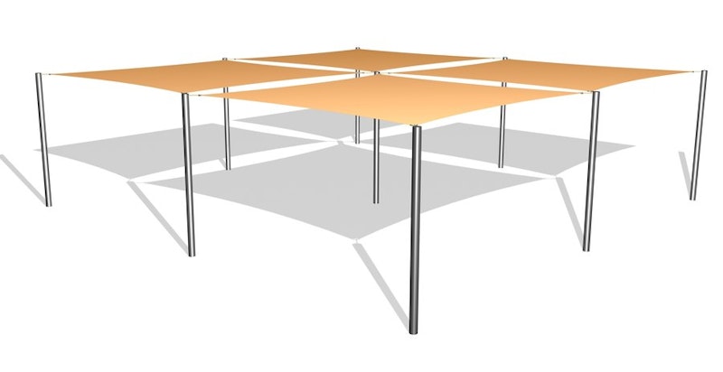 4 Solsegel / 9 stålben 3,6x3,6