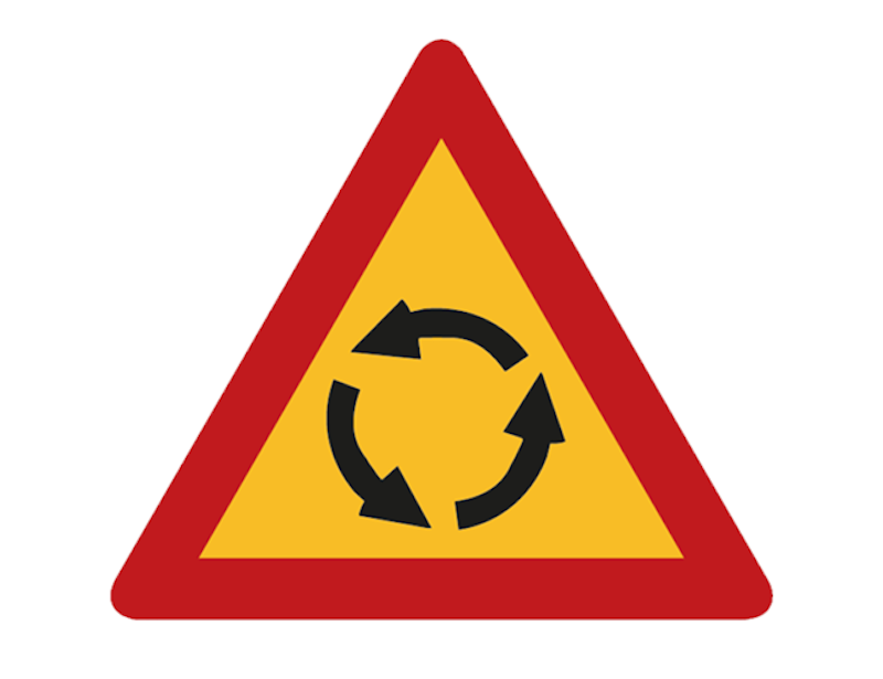 A30 - Varning för cirkulationsplats