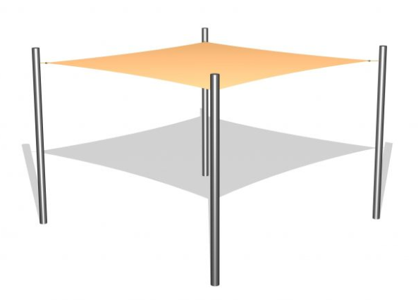1 Solsegel / 4 stålben 3x3