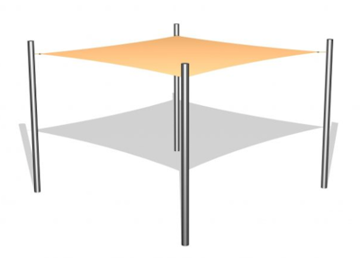 1 Solsegel / 4 stålben 3x3