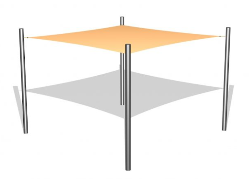 1 Solsegel / 4 stålben 3x3