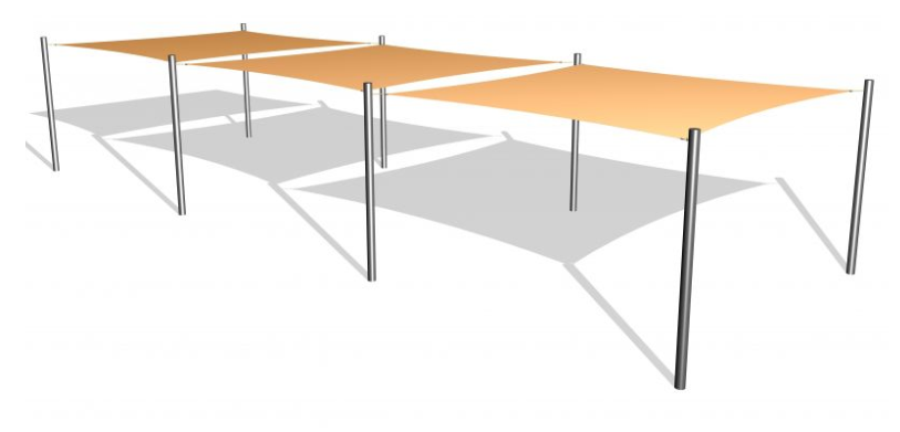 3 Solsegel / 8 stålben 3,6x3,6