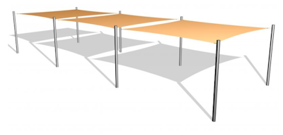 3 Solsegel / 8 stålben 3,6x3,6