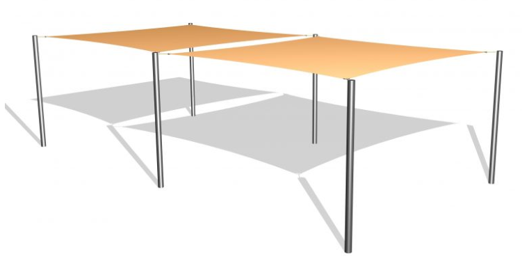 2 Solsegel / 6 stålben 3,6x3,6