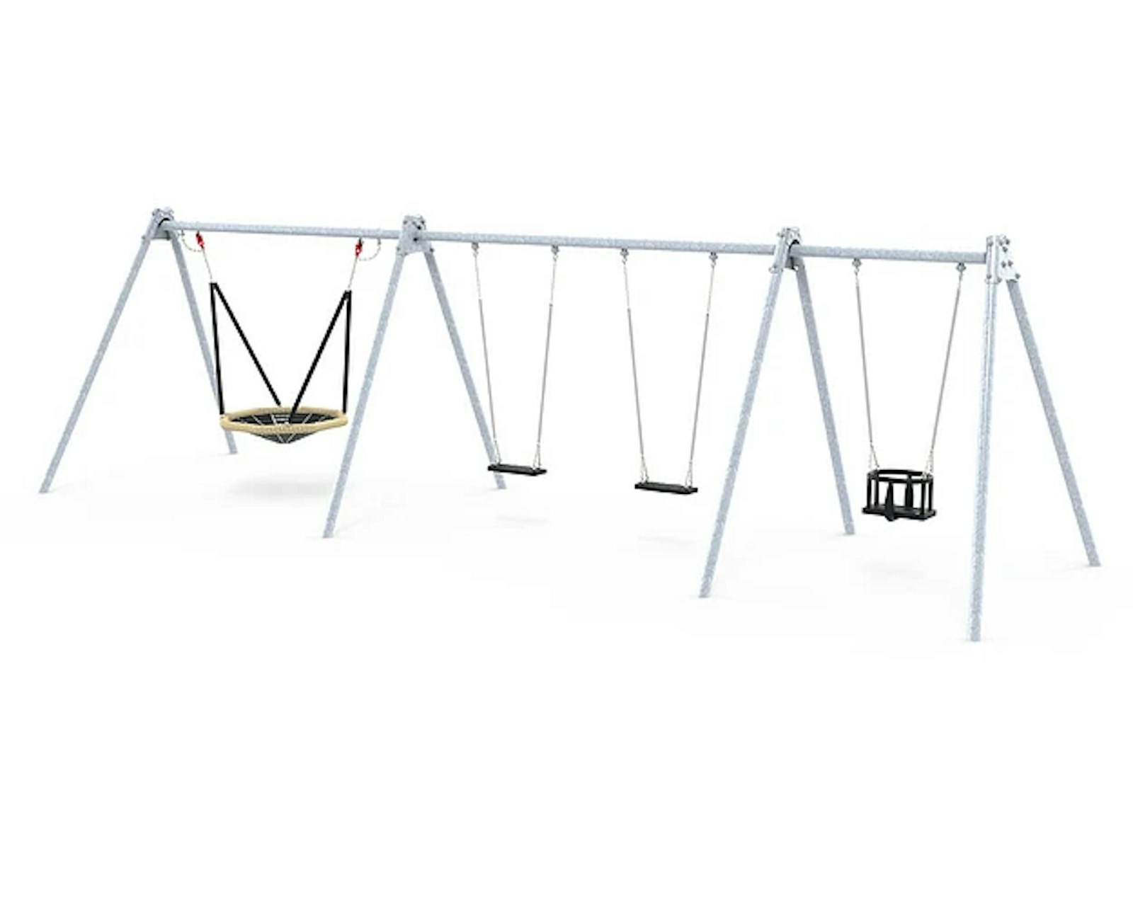 Birk m fågelbo + 3 valfria gungor