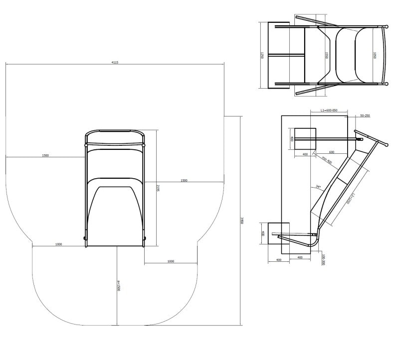 Slope Bredd 1,1 meter,  L1= (FH)=0,6-3,1 meter - bild 3