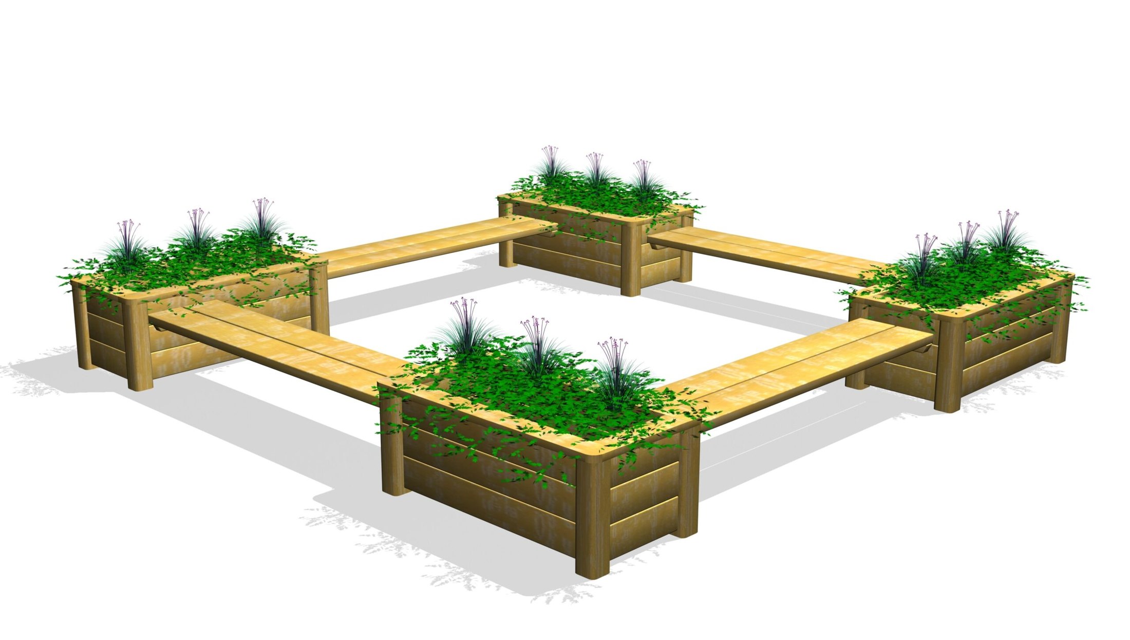 Bänk med 4 blomlådor (LEK0811068)