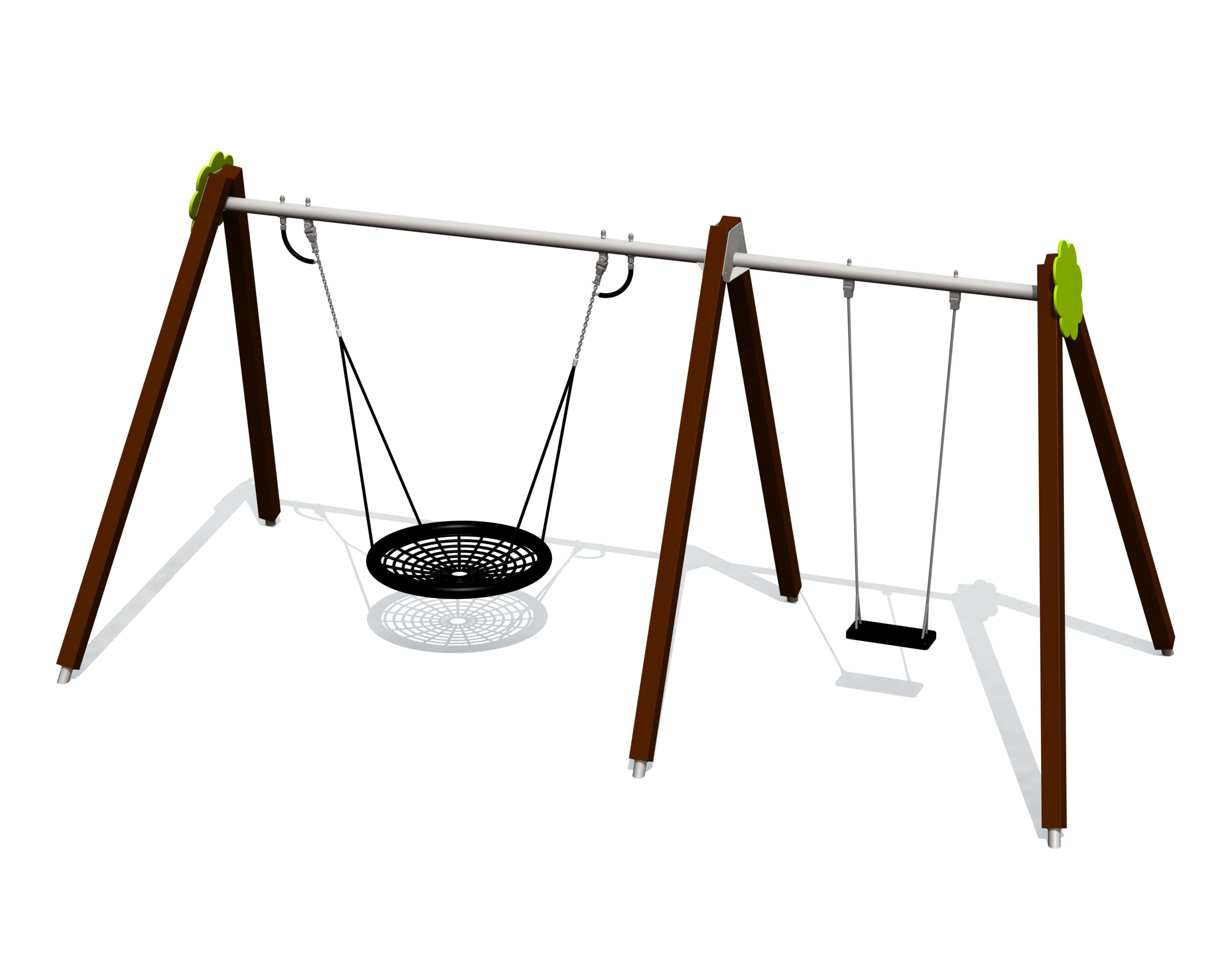 Gungställning BELL-FLOWER 3 ställen (1+2), stålfästen (utan säten och beslag)