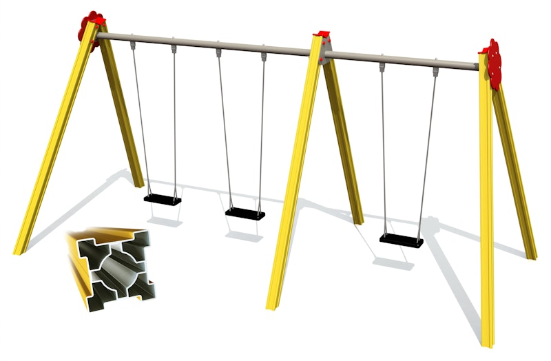 Gungställning BELL-FLOWER 3 ställen (1+2), stålfästen (utan säten och beslag) - bild 5