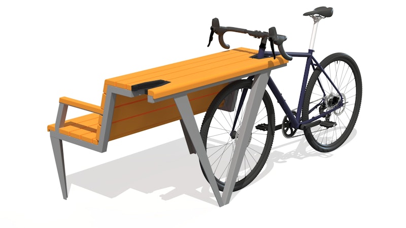 Parkbänk med cykelställ - bild 3