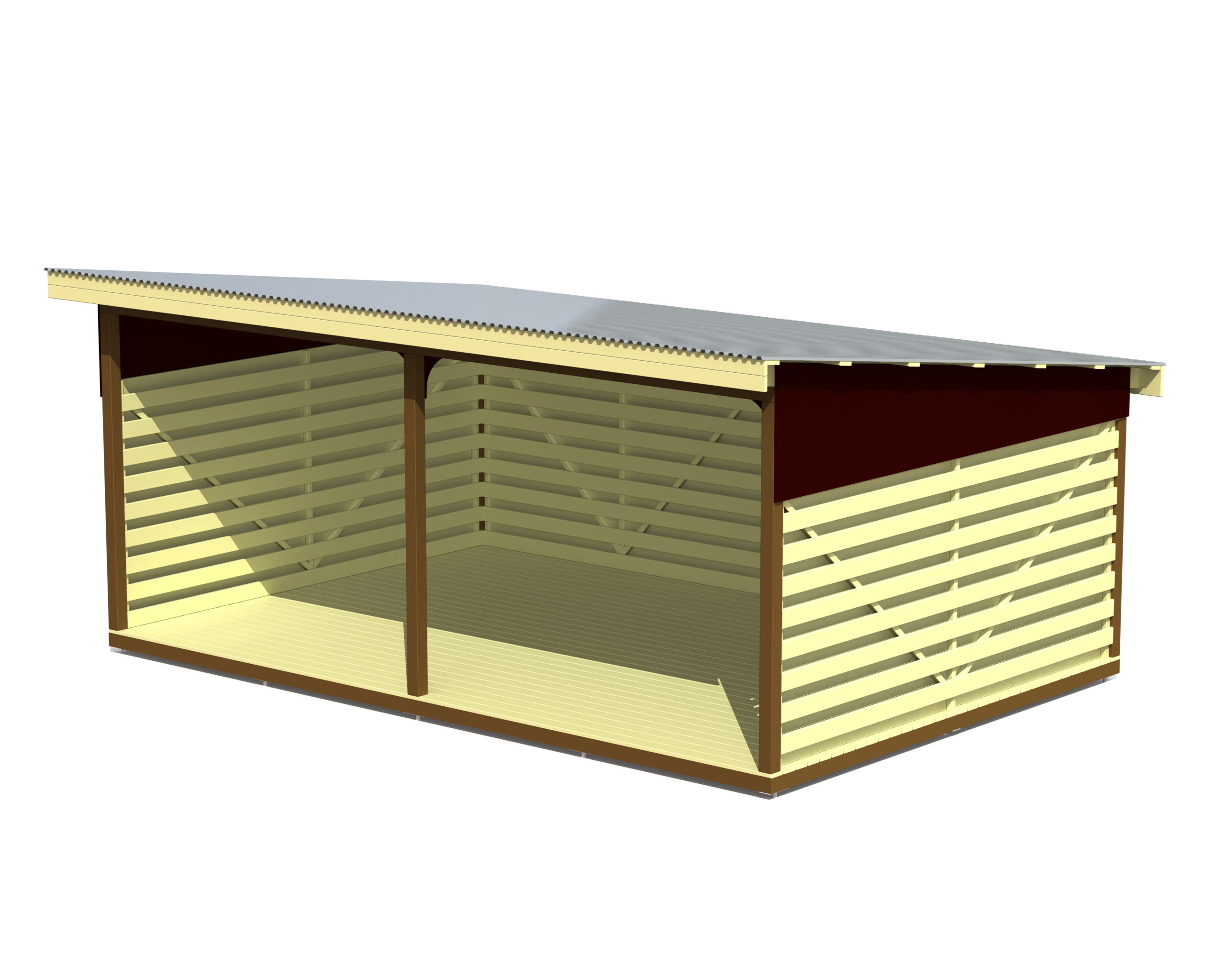 Lekhus SHELTER with wooden floor 3x6m (3 walls)