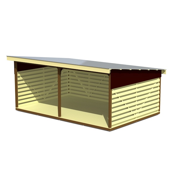Lekhus SHELTER with wooden floor 3x6m (3 walls)