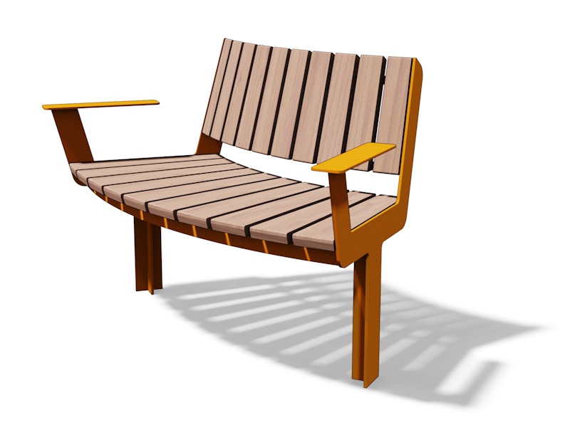 Parkbänk KADRIORG böjd (1,25 m), med ryggstöd och armstöd - bild 2