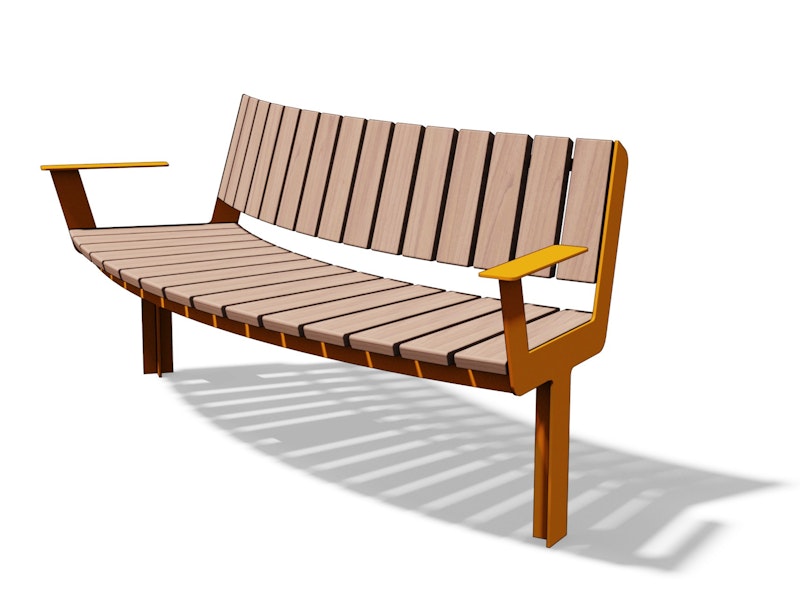 Parkbänk KADRIORG böjd, med ryggstöd och armstöd Modell PP617-61EO - bild 2