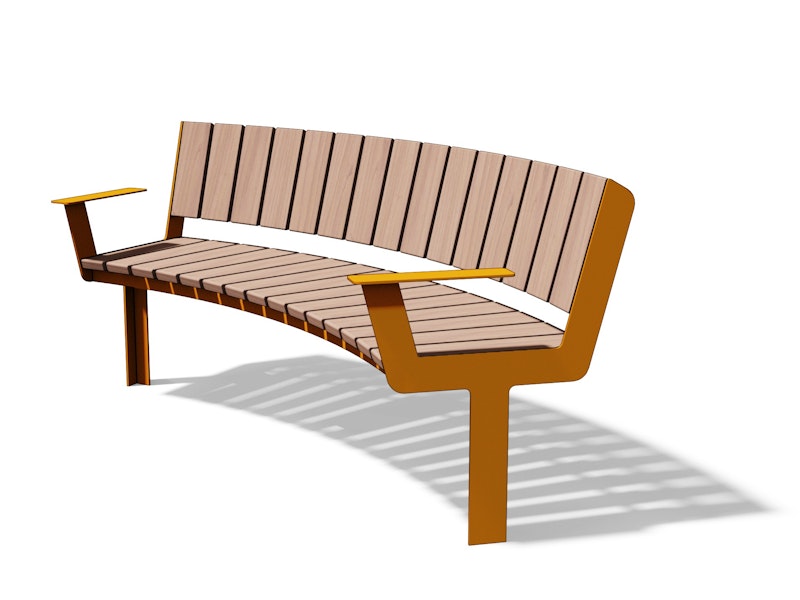 Parkbänk KADRIORG böjd, med ryggstöd och armstöd Modell PP617-66EO - bild 2