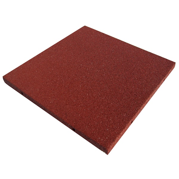 Stötdämpande gummiplatta 500 x 500 mm 30 mm röd/svart (m2)