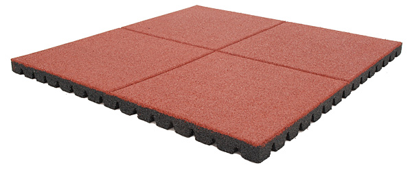 Stötdämpande gummiplatta 500 x 500 mm 50 mm röd/svart (m2)