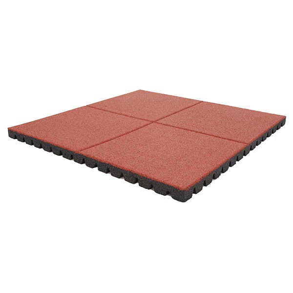 Stötdämpande gummiplatta 500 x 500 mm 60 mm röd/svart (m2)
