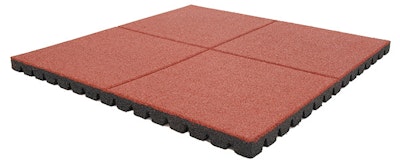 Stötdämpande gummiplatta 500 x 500 mm 60 mm röd/svart (m2)