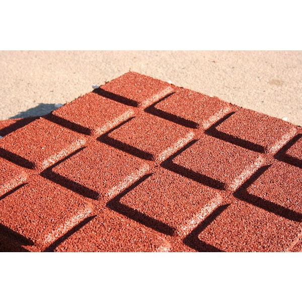 Stötdämpande gummiplatta 500 x 500 mm 80 mm röd/svart (m2)