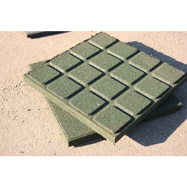 Stötdämpande gummiplatta 500 x 500 mm 80 mm grön/grå (m2)