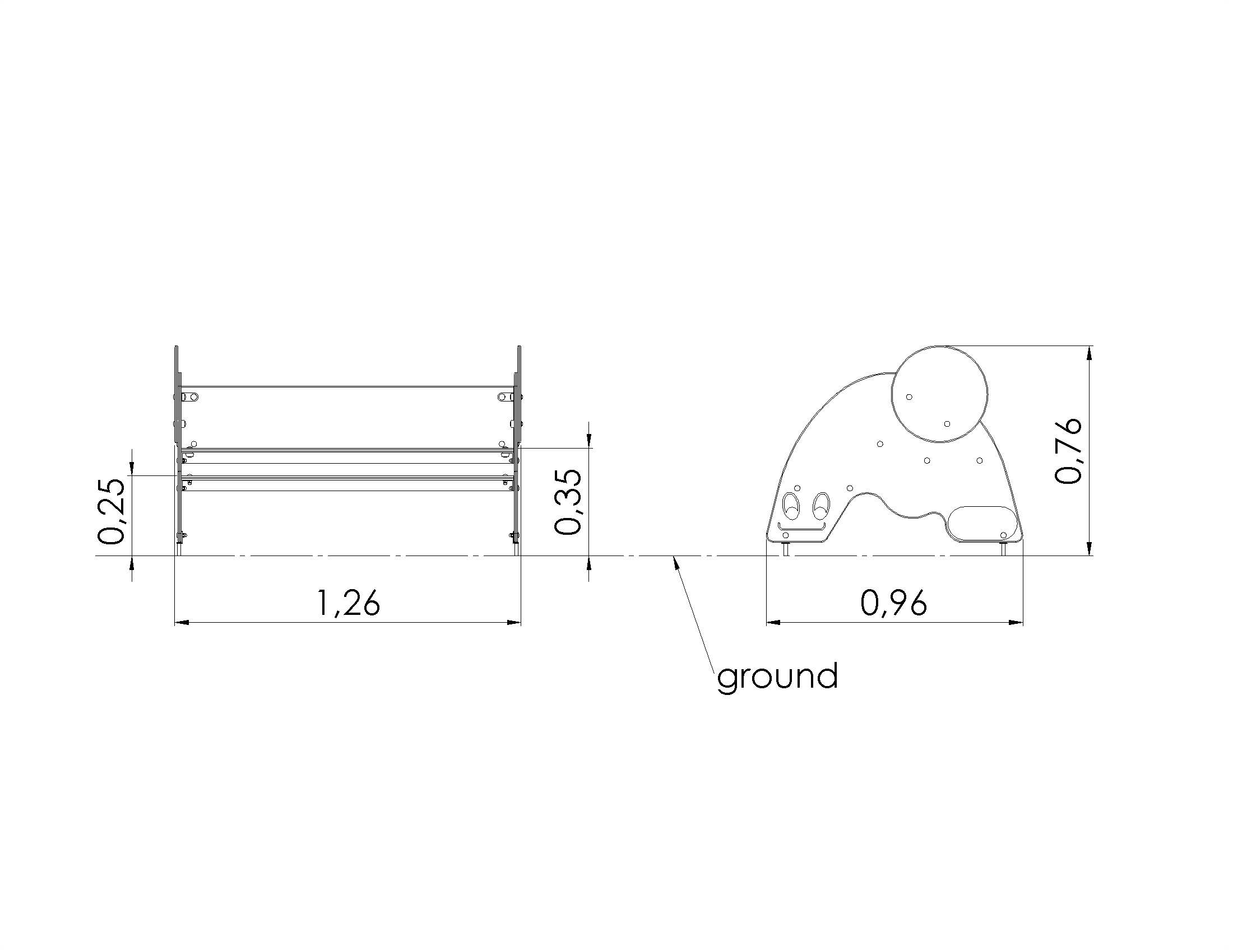 Tvåsidig sits i olika höjder Snigel