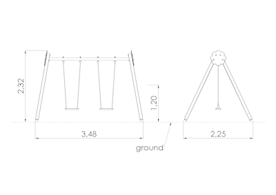 Gunga BELL-FLOWER 2 places, h 2,3m (without seats and fittings)