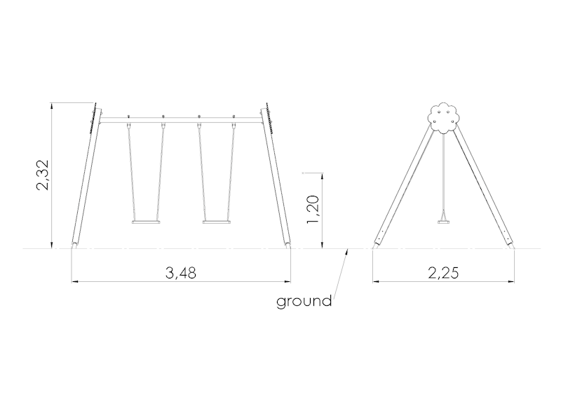 Gunga BELL-FLOWER 2 places, h 2,3m (without seats and fittings)