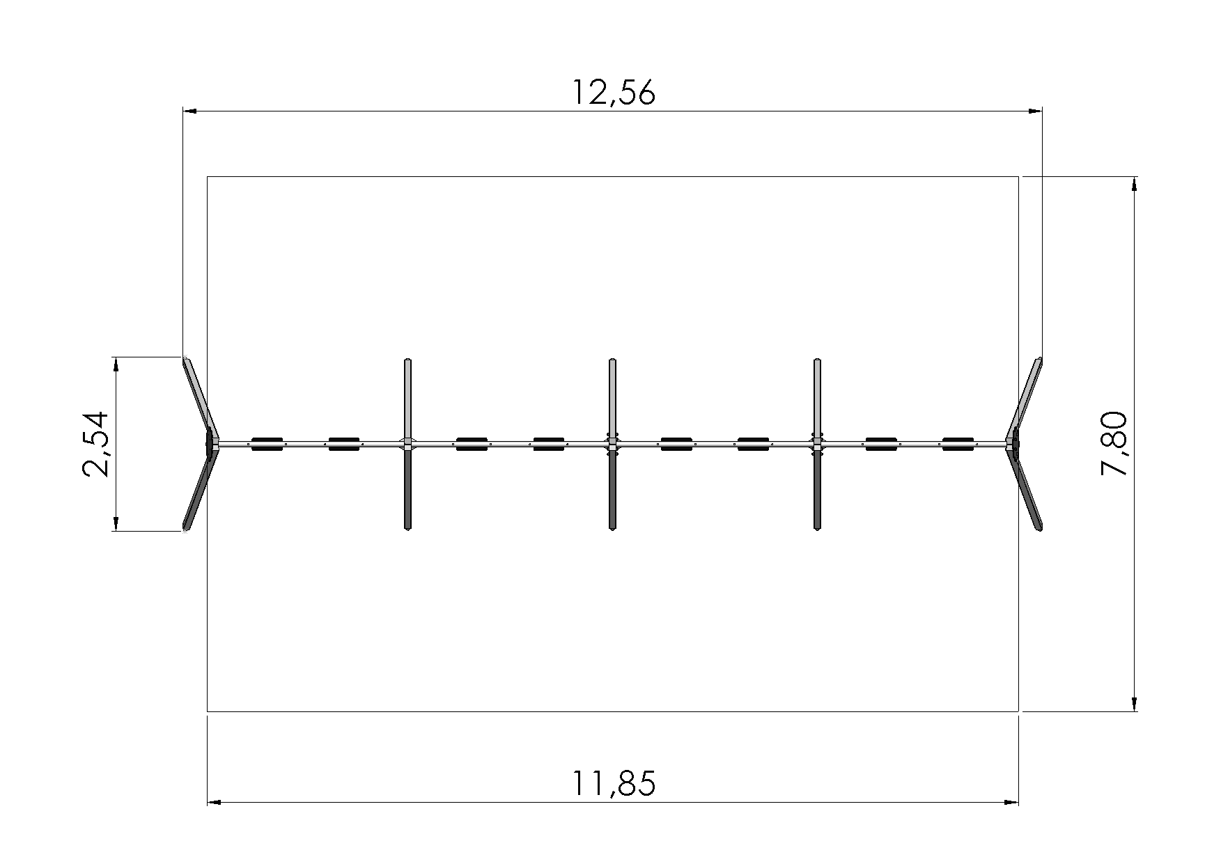 Gungställning Klocka 8 ställen, stålfästen (utan säten och beslag)