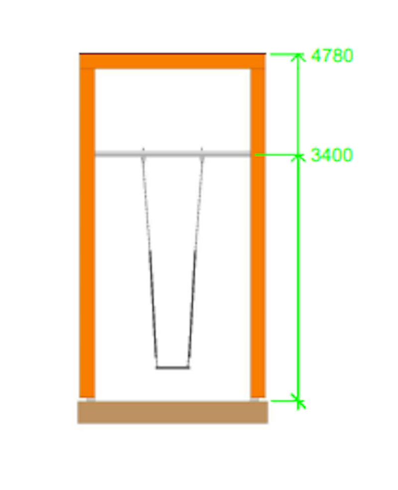 Gungställning 1 plats, hög (utan säten och beslag)