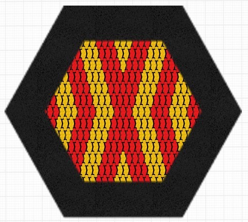 Studsmatta Hexo GUL-RÖTT MÖNSTER