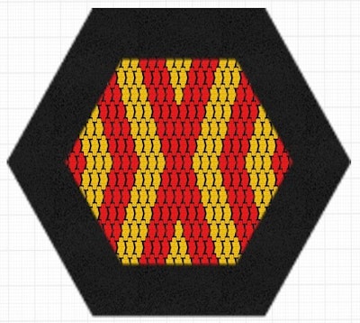 Studsmatta Hexo GUL-RÖTT MÖNSTER