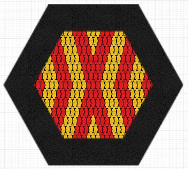 Studsmatta Hexo GUL-RÖTT MÖNSTER