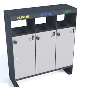 Källsorteringskärl Rosten 3x40 L med tak - bild 1