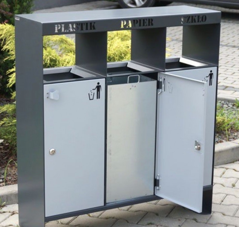 Källsorteringskärl Rosten 3x40 L med tak - bild 2