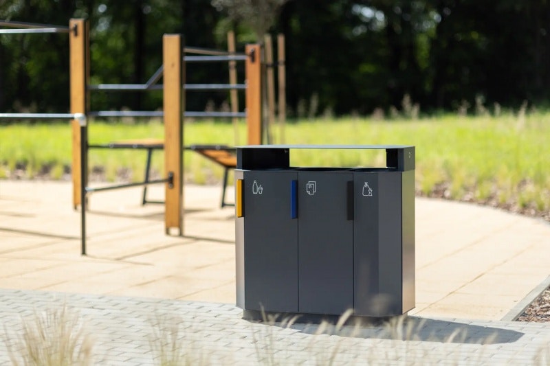 Källsorteringskärl Vallen 3x61 L aluminium - bild 4