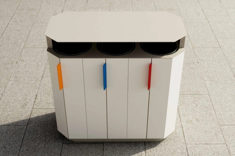 Källsorteringskärl Vallen 3x61 L aluminium - bild 3