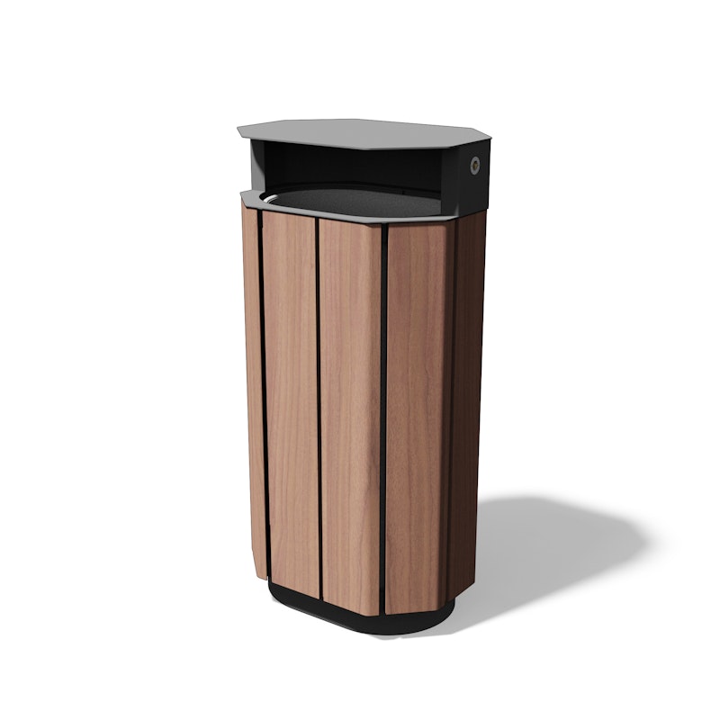 Papperskorg Torget 61 L trä/stål - bild 1