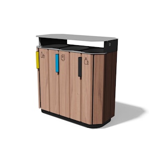 Källsorteringskärl Urban 3x61 L trä/stål - bild 1