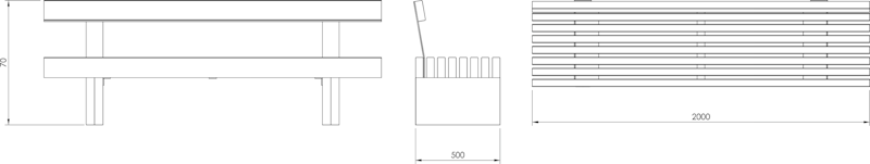 Parkbänk Salmistu med ryggstöd 2.0