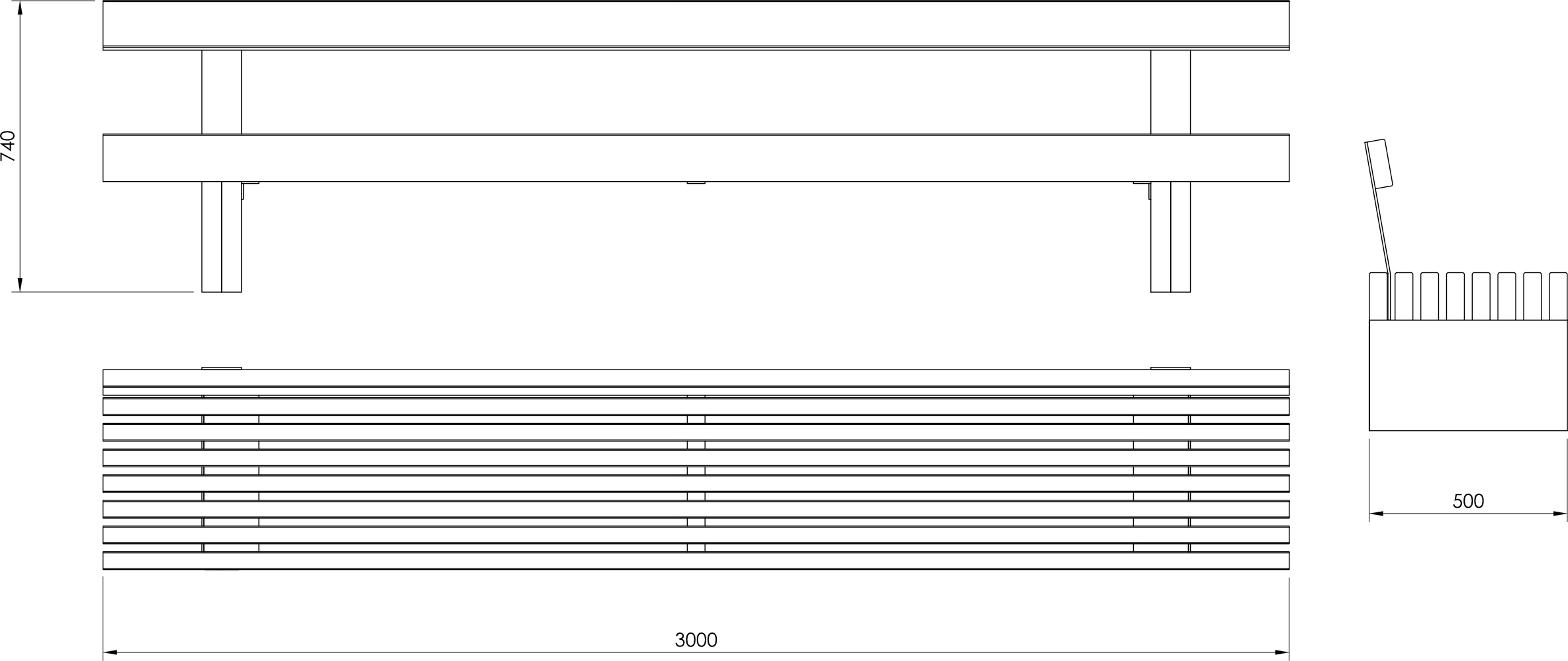 Parkbänk Salmistu med ryggstöd 3.0