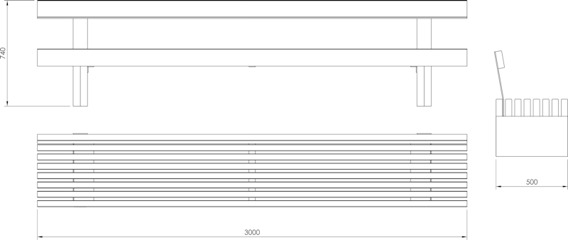 Parkbänk Salmistu med ryggstöd 3.0